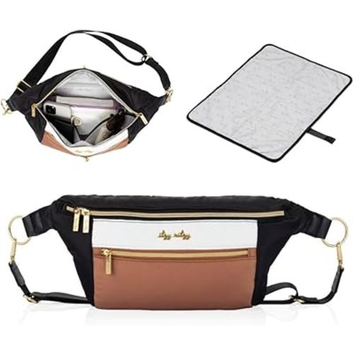 Itzy Ritzy Adjustable Strap-Wear as a Crossbody, Belt Shoulder Bag, Black, Small