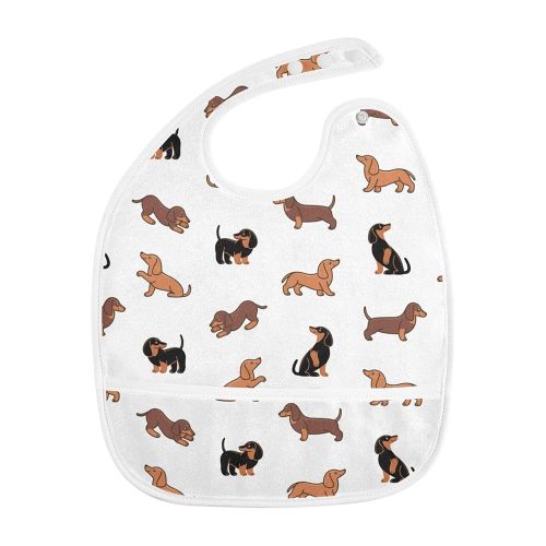 WELLDAY Baby Bibs for Boy and Girls 5 Pack Cotton Adjustable Newborn Bibs for Drooling & Teething, Cute Dogs Dachshunds