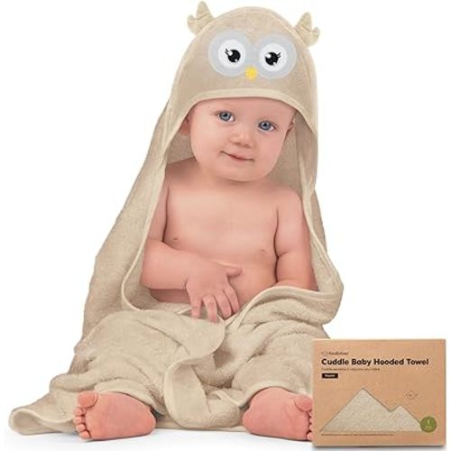 KeaBabies Baby Hooded Towel - Viscose Derived from Bamboo Baby Towel, Toddler Bath Towel, Infant Towels, Large Hooded Towel, Organic Baby Towels with Hood for Girls, Babies, Newborn Boys (Owl) - Regular