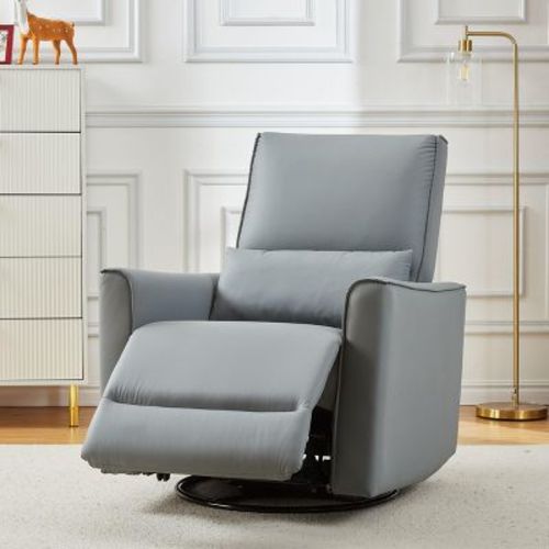 360 Swivel Rocking Recliner Chair, Glider Rocking Chair, Upholstered Faux Leather Recliner