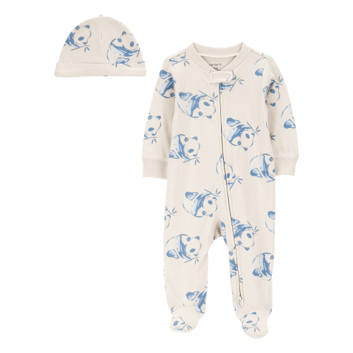 White Baby Panda 2-Piece Sleeper Pyjamas and Cap Set | Carter’s Oshkosh Canada