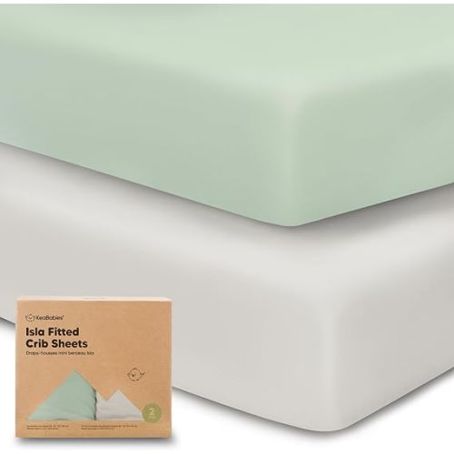 2-Pack Bamboo Viscose Crib Sheets for Boys, Girls - Fitted Crib Sheet, Organic Baby Crib Sheets Neutral, Crib Mattress Sheet, Toddler Bed Sheets, Baby Sheets for Crib, Unisex Crib Fitted Sheet (Sage)