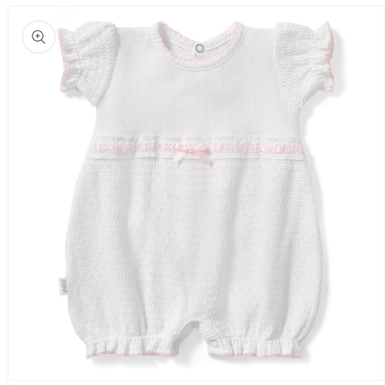 Paty Knit Baby Girl Bubble with Eyelet Trim - PatyInc