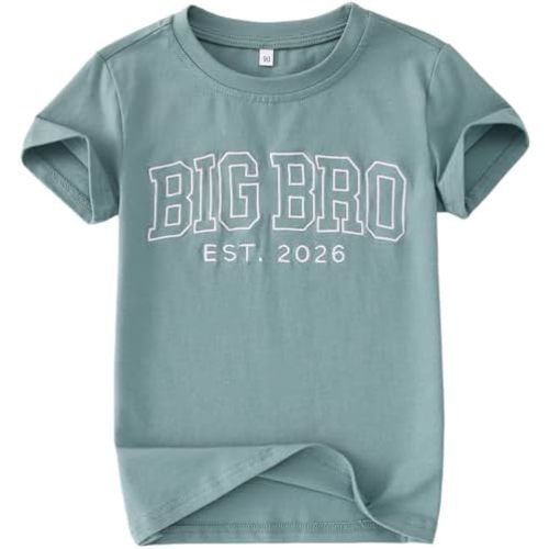 Big Brother Shirts Toddler Baby Boy Embroidery Big Bro Est. 2026 T-Shirt Summer Short Sleeve Tees Announcement Tops