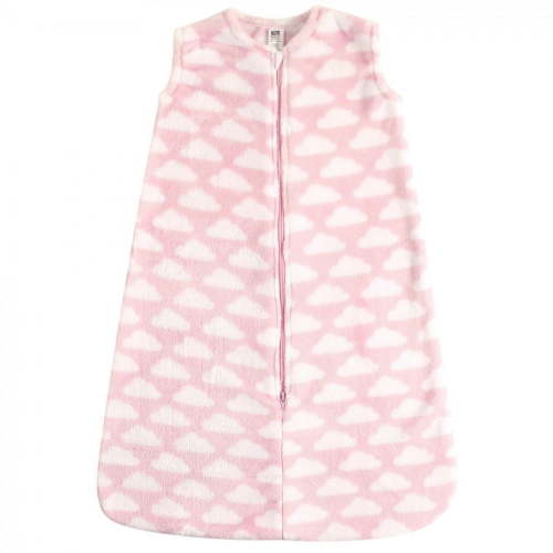 Hudson Baby Infant Girl Plush Sleeping Bag, Sack, Blanket, Pink Clouds Plush, 0-6 Months