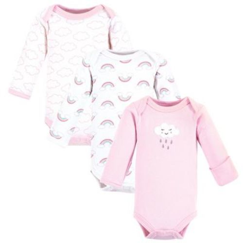 Luvable Friends Girls Preemie Long Sleeve Bodysuits 3pk, Girl Cloud, Preemie