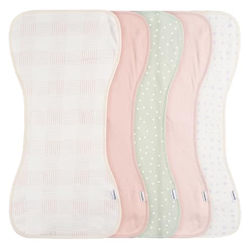 Gerber Baby Unisex Burp Cloths 5-Pack, Pink, Size 10.5" x 21"