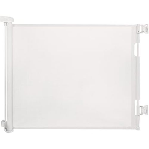 Retractable Baby Gate for Stairs – 33” Height, Expands up to 55” Width – Safety Gate for Infants, Toddlers, Dogs & Pets – Easy Install, Secure Closure, White Mesh Design for Indoor & Outdoor Use