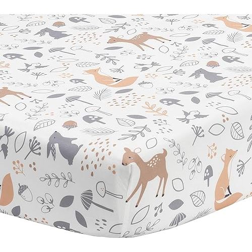Bedtime Originals Deer Park Fitted Crib Sheet, Multicolor , 28x52x8 Inch (Pack of 1)