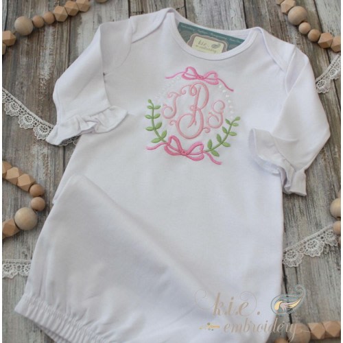 Baby Girl Monogrammed Embroidered / Monogram / Baby Gown / Baby Girl Coming Home / Bubble /Bodysuit/ Baby Shower Gift/ Personalized