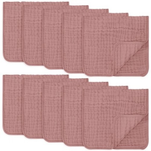 Muslin Burp Cloths Large 100% Cotton by Comfy Cubs, Color: Mauve, Size: pack of 10
