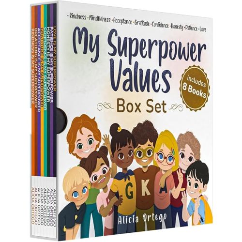 My Superpower Values 8 Book Box Set (Books 1-8: Kindness, Mindfulness, Acceptance, Gratitude, Confidence, Honesty, Patience, and Love) (My Superpower Books) Paperback – June 7, 2023