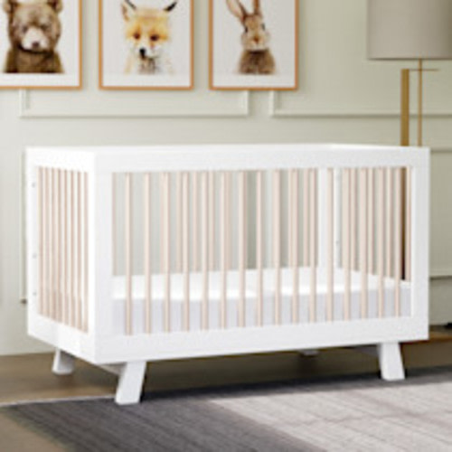 babyletto Hudson 3-in-1 Convertible Crib with Toddler Bed Conversion Kit - White/Washed Natural