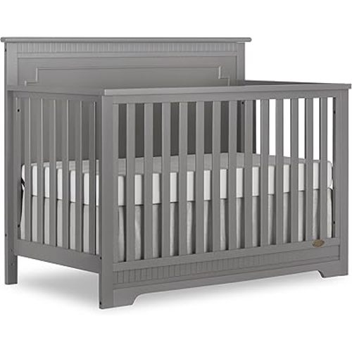 Dream On Me Morgan 5-in-1 Convertible Crib in Storm Grey, Greenguard Gold Certified 55x30x44.5 Inch (Pack of 1)