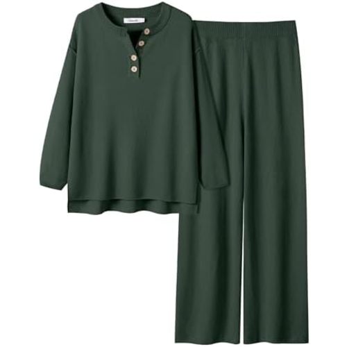Caracilia Women Oversized Lounge Sets Waffle Knit Casual 2 Piece Outfit Matching Loose Sweater Set 2024 Travel Comfy Clothing