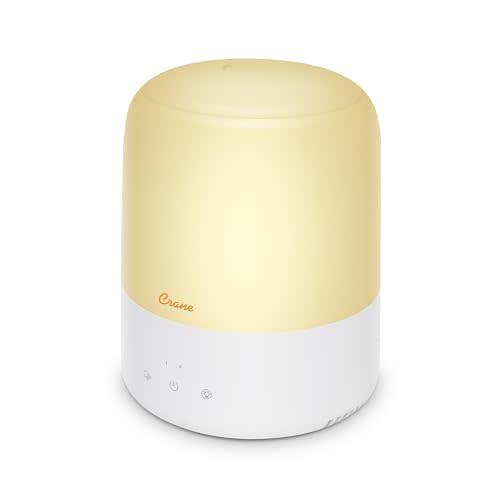 Crane Top Fill Quiet Mini Humidifier for Bedroom, 3-in-1 with Essential Oil Diffuser & Night Light, 0.5 Gallon for Nursery, Office