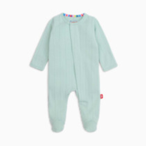 Magnetic Me Pointelle Organic Cotton Footie - Seagrass, 0-3 M