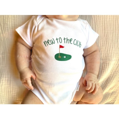 Embroidered Bodysuit New to the Club • Golf Club • Daddy's Golfing Buddy • Pregnancy Baby Announcement • Golf ONESIES® Brand • Father’s Day
