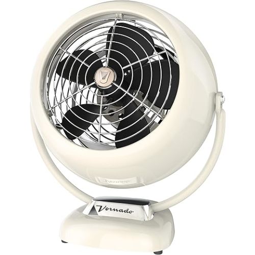 Vornado VFAN™ Vintage Fan, Retro Metal Air Circulator for Cooling & Décor, 3 Speed Settings, Adjustable Tilt, Powerful Airflow, Durable Construction, Manual Dial Control, Vintage White