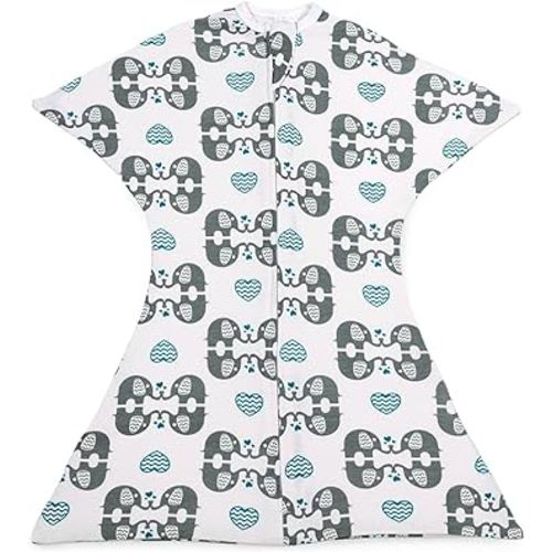 SleepingBaby Zipadee-Zip Baby Swaddling Blanket 4-8 Months - Transition Swaddle with Zipper Convenience - eLOVEphant, S