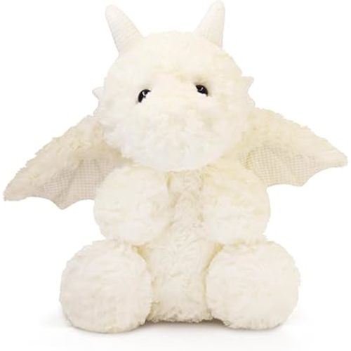 Soft Little Flying Dinosaur Stuffed Plush Pillow, Adorable White Dragon Plush Toy and Birthday Present for Kids, Adults and Collectors(White/7.9in)