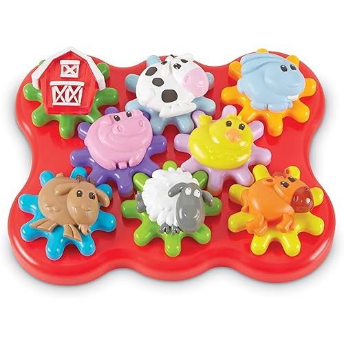 Learning Resources Barnyard Friends Build & Spin - Toddler Sensory Toys, Montessori Building Set, Preschool STEM, Busy Board Cogs and Gears for Kids, Fine Motor Skills, Gifts for Boys and Girls