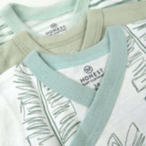 3-Pack Organic Cotton Long Sleeve Side-Snap Bodysuits | Honest Baby Clothing 0-3 MO JUMBO LEAF SAGE
