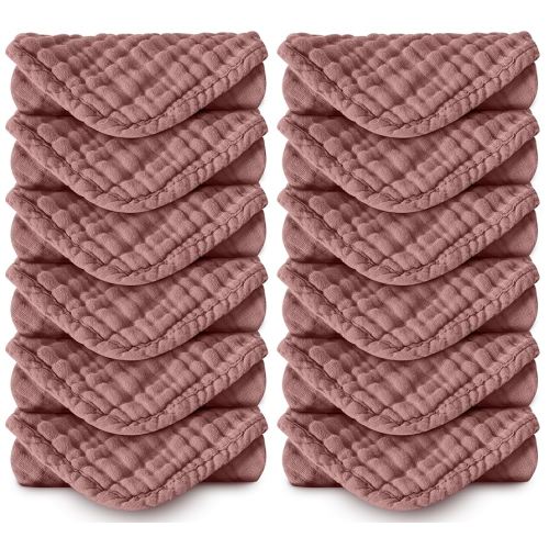 Muslin Burp Cloths 100% Cotton Large 20''x10'' Extra Soft and Absorbent Baby Wash Cloths Spit Up Rags - Baby Burping Cloth for Boys Girls Items(12 Pack Bean Paste)