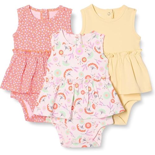 Amazon Essentials Baby Girls' Sleeveless Bodysuit Dress, Pack of 3