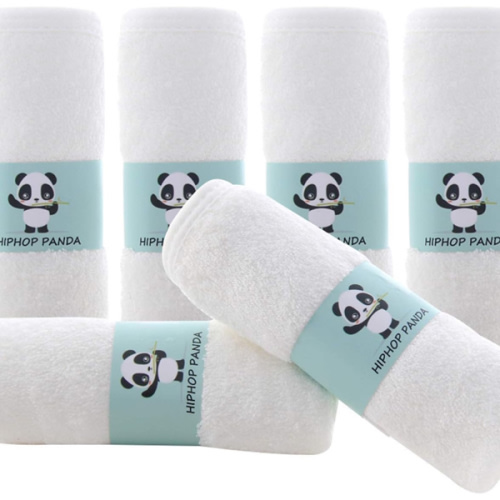 HIPHOP PANDA Baby Washcloths, Rayon Made from Bamboo - 2 Layer Ultra Soft Absorbent Newborn Bath Face Towel - Reusable Baby Wipes for Delicate Skin - White, 6 Pack
