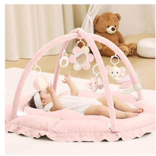 ANGELBLISS 5 in 1 Baby Play Gym Mat, Reversible Tummy Time Mat