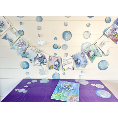 The Rainbow Fish book page banner birthday party baby shower garland bunting pendant art decor decoration