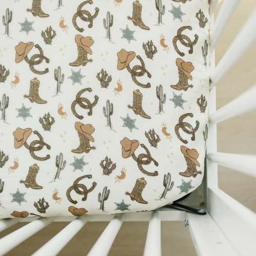 Outlaw Cowboy Muslin Crib Sheet | Milk & Baby – Milk & Baby