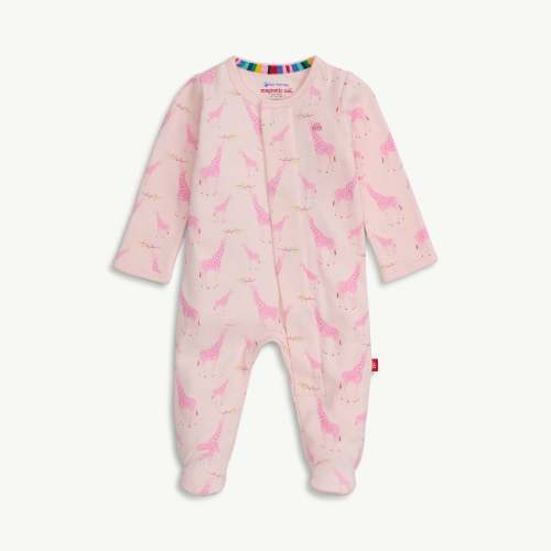 pink jolie giraffe organic cotton parent favorite footie – Magnetic Me