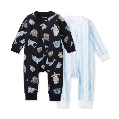 Burt's Bees Baby baby-boys Sleep and Play Pjs, 100% Organic Cotton One-piece Zip Front Footless Romper Jumpsuit Pajamas