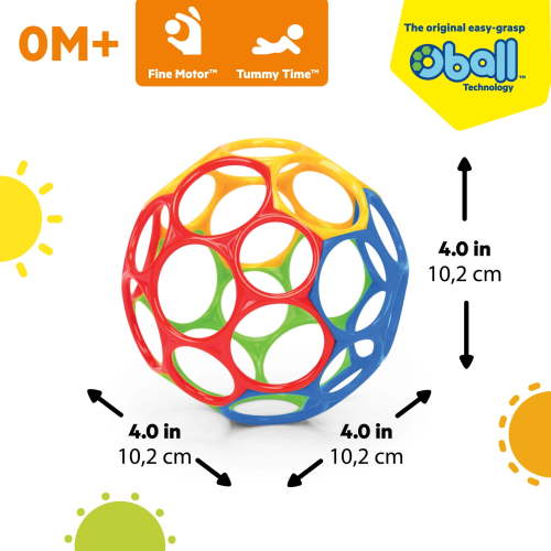 Oball Easy Grasp Classic Ball Baby Toy, Multicolor, Unisex, 4 Inches