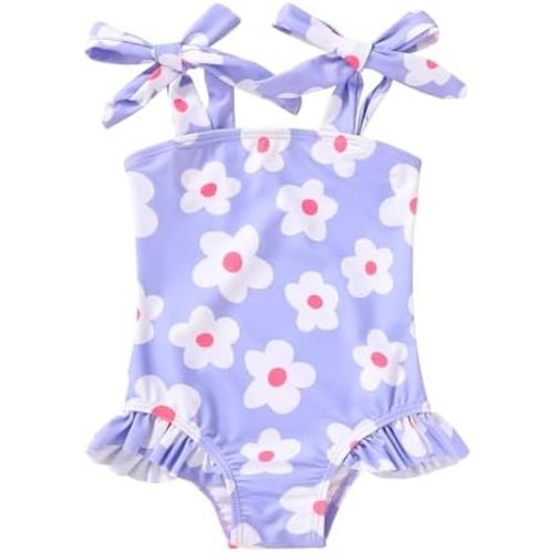 YOUNGER TREE Toddler Swimsuit Girl Color Block Stripe One-Piece Swimwear Baby Girl Bathing Suits