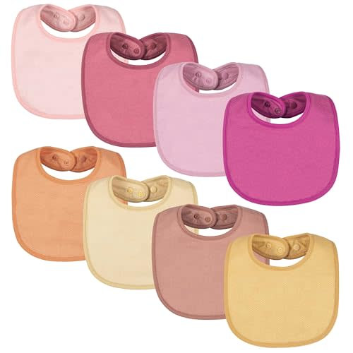 Tiny Twinkle Baby Feeding Bibs 8 Pack - Waterproof and Absorbent Infant Drool and Feeding Baby Bibs