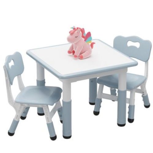 2025 New Height Adjustable Toddler Table and 2 Chairs Set, Kids Table and Chairs Set, Non-Slip Legs, Kids Activity Table for Home, Nursery