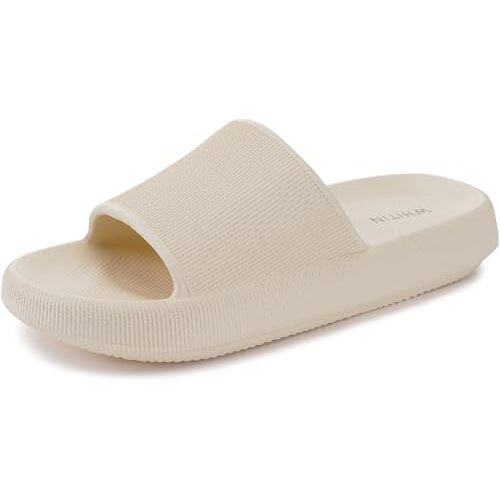 WHITIN Pillow Slippers for Women Non Slip | Cushioned Thick Sole Slides | Quick Drying Bathroom Sandals