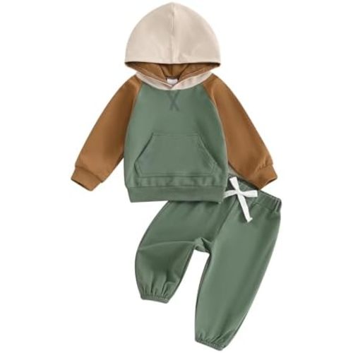 Infant Baby Boys Pants Outfits Set Long Hooded Striped Sweatshirts Pants Clothes Set Fall Winter Pants Sweatsuit