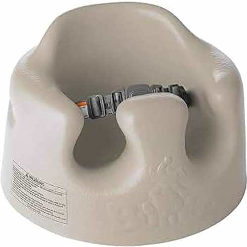 Bumbo Infant Floor Seat Baby Lounger Sit Up Support Chair for 3 to 12 Months with 3 Point Adjustable Safety Strap Harness and Rounded Backrest, Taupe