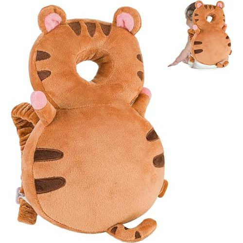Baby Head Protector Backpack, Toddler Toddler Head Protector, Toddler Head Protector Padded Backpack Elasticated Carrier Wear (Tiger)