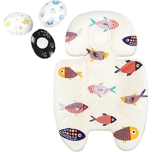 Mamaroo Newborn Insert and 3Pcs Mamaroo Replacement Toy Balls, Breathable Reversible Mamaroo Infant Insert Compatible with 4moms Mamaroo Baby Swing & RockaRoo, Head & Body Support, Machine Washable