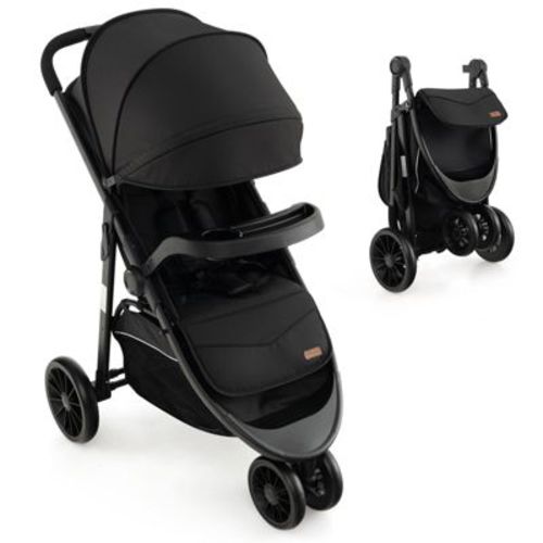 Infans Baby Jogging Stroller Jogger Travel System W/adjustable Canopy For Newborn Black