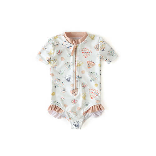 Swim Short Sleeve Ruffle One-Piece
