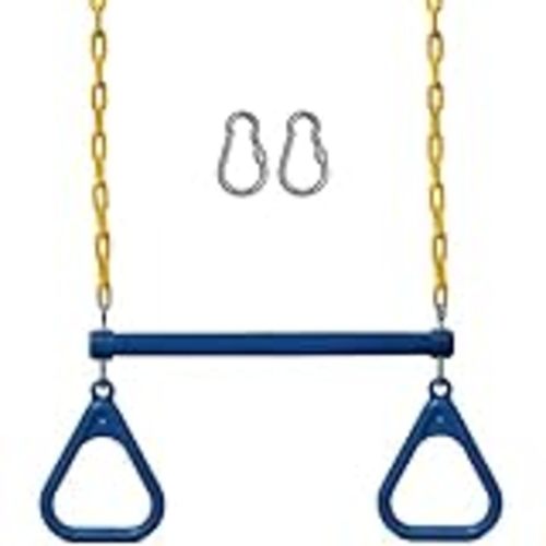 LadyRosian Gym Rings Trapeze Swing Bar 17'', Heavy Duty Chain Swing Set Accessories with Locking Carabiners, 47'' Swing Chains, Monkey Bars for Backyard, Playground, Playroom : Toys & Games