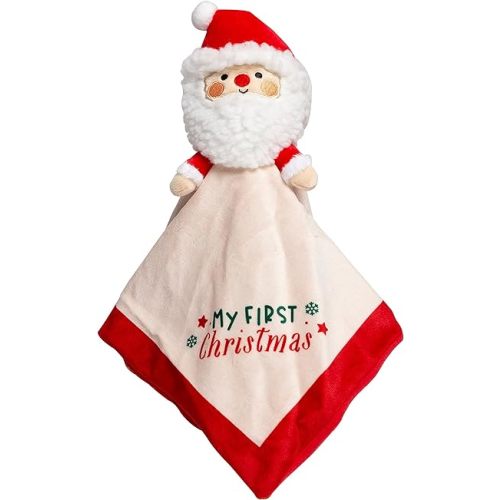 Pearhead Baby's First Christmas Security Blanket, Soft Baby Lovey for Babies, Snuggle Toy Stuffed Animal, Infant and Toddler Security Toy, Baby Boy or Baby Girl Lovie, New Baby Gift, Holiday Lovey