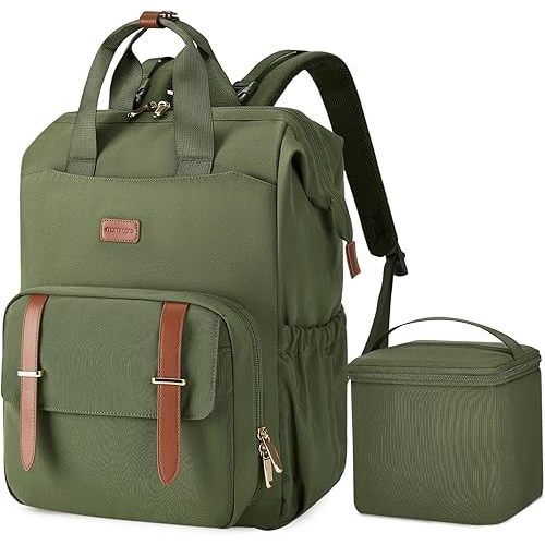 mommore Breast Pump Bag Backpack for Spectra S1,S2 Medela Large Diaper Backpack for Working Moms with 15.6 inch Laptop Sleeve, Green