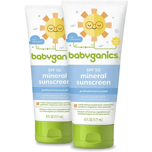 Babyganics SPF 50 Baby Sunscreen Lotion UVA UVB Protection | Water Resistant |Non Allergenic, 6 Fl Oz (Pack of 2)